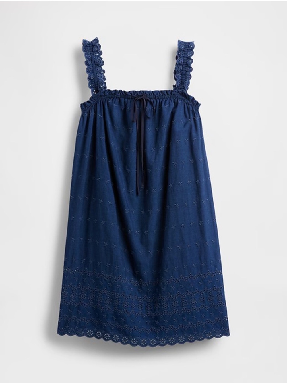 GAP x DOEN Eyelet Shift Mini Dress Medium Indigo Blue XS